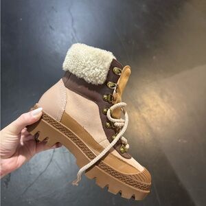 Coach Beige and Brown Winter Boots